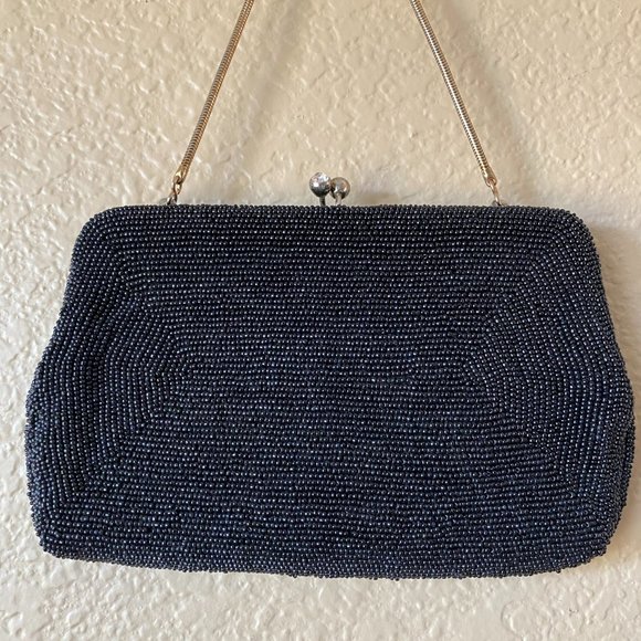 Vintage Black beaded Handbag Clutch - Picture 11 of 15